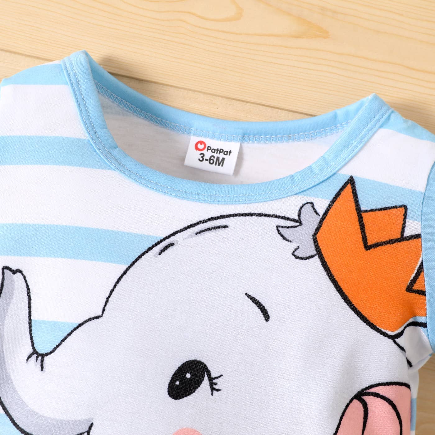 +Baby Boy/Girl Elephant Striped/Dots Naia™ Jumpsuit: Light Blue / 3-6 Months