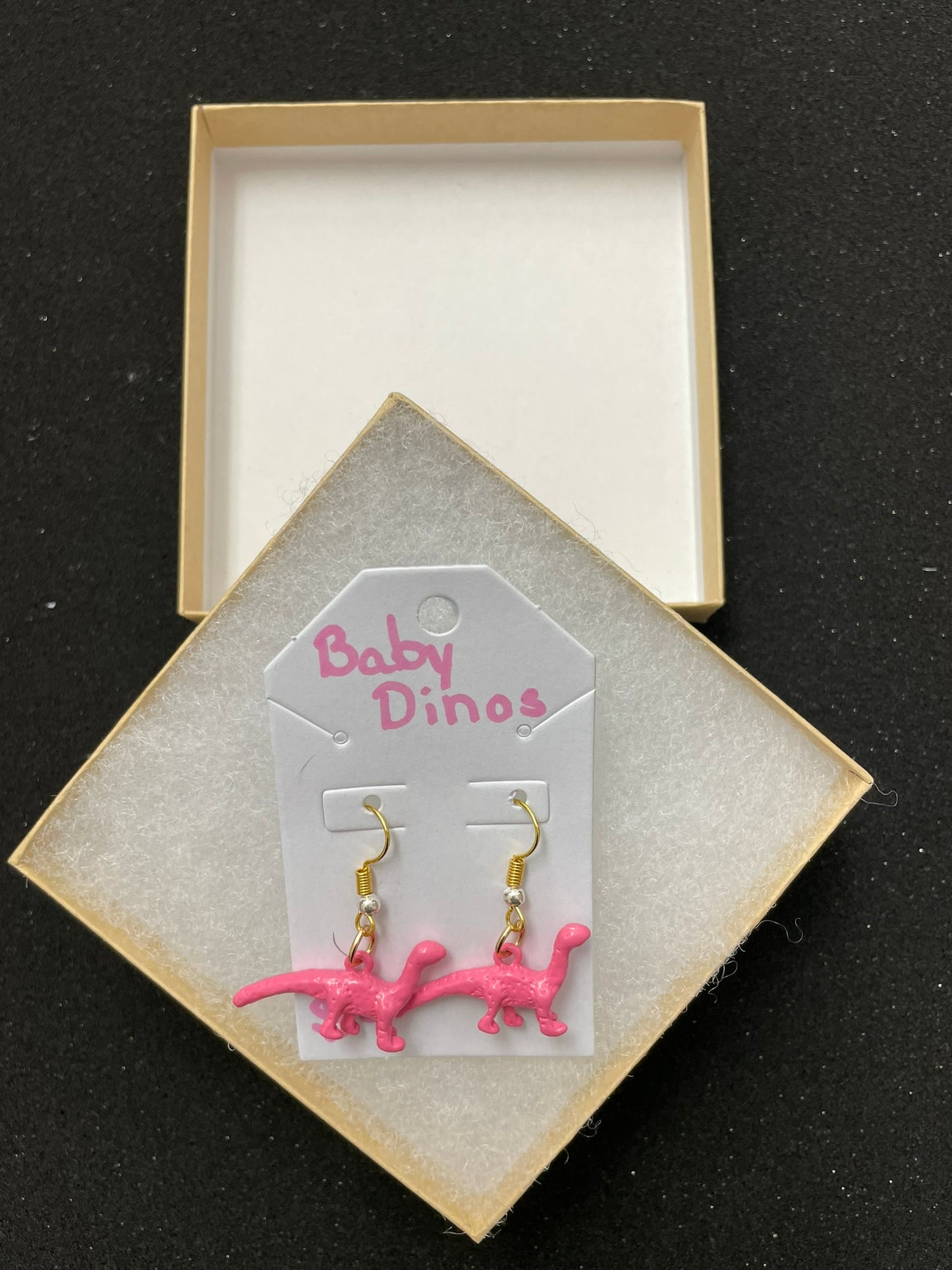Goose's Handmade Pink Baby Dinos Earrings