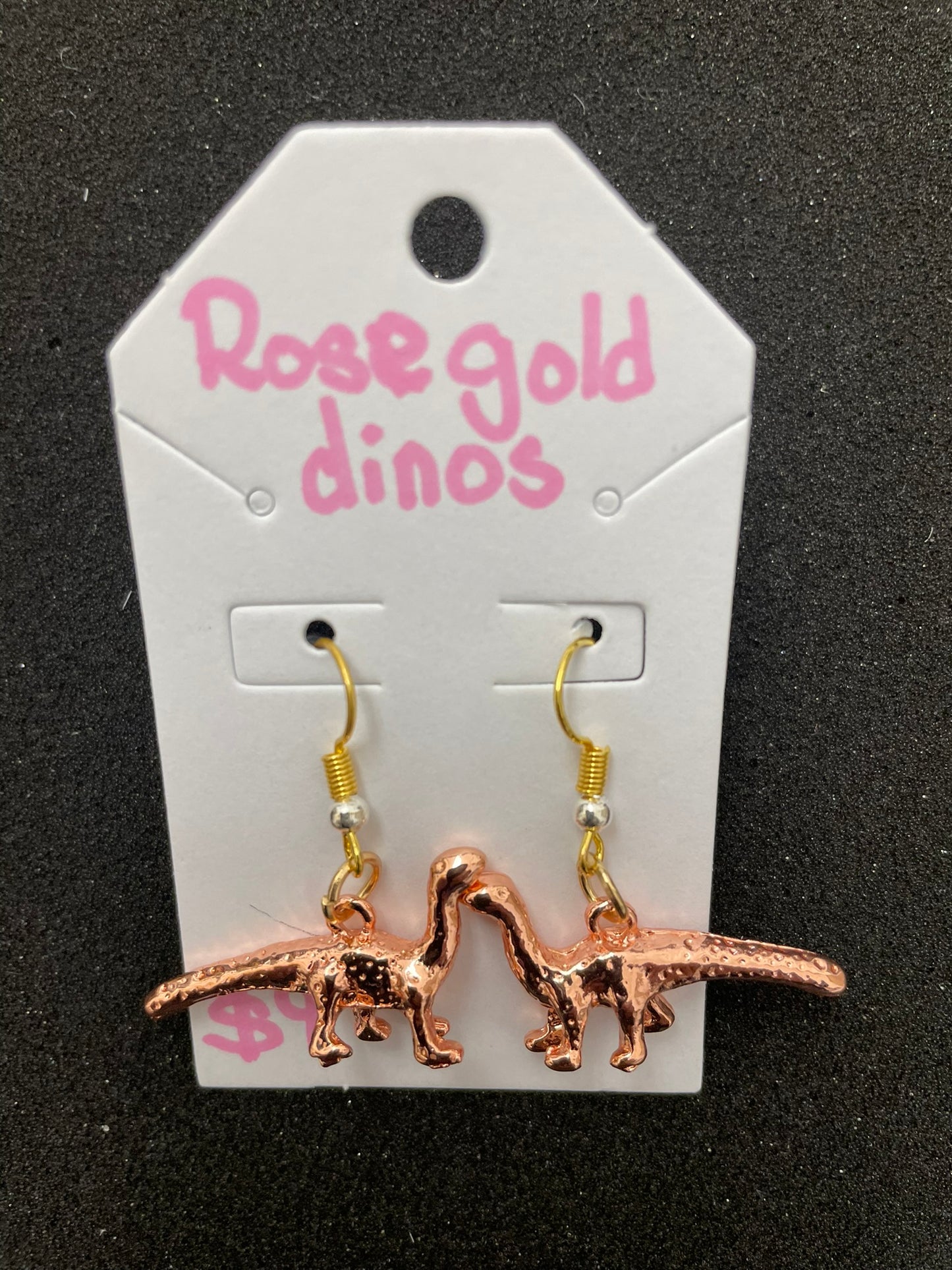 Goose's Handmade Rose Gold Dinosaur Earrings