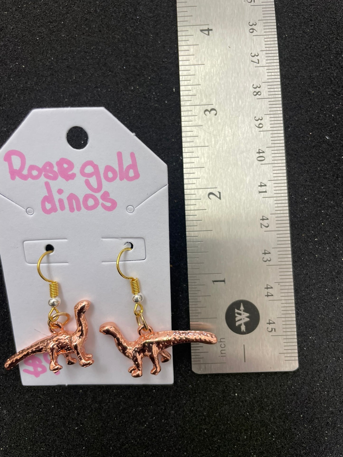 Goose's Handmade Rose Gold Dinosaur Earrings