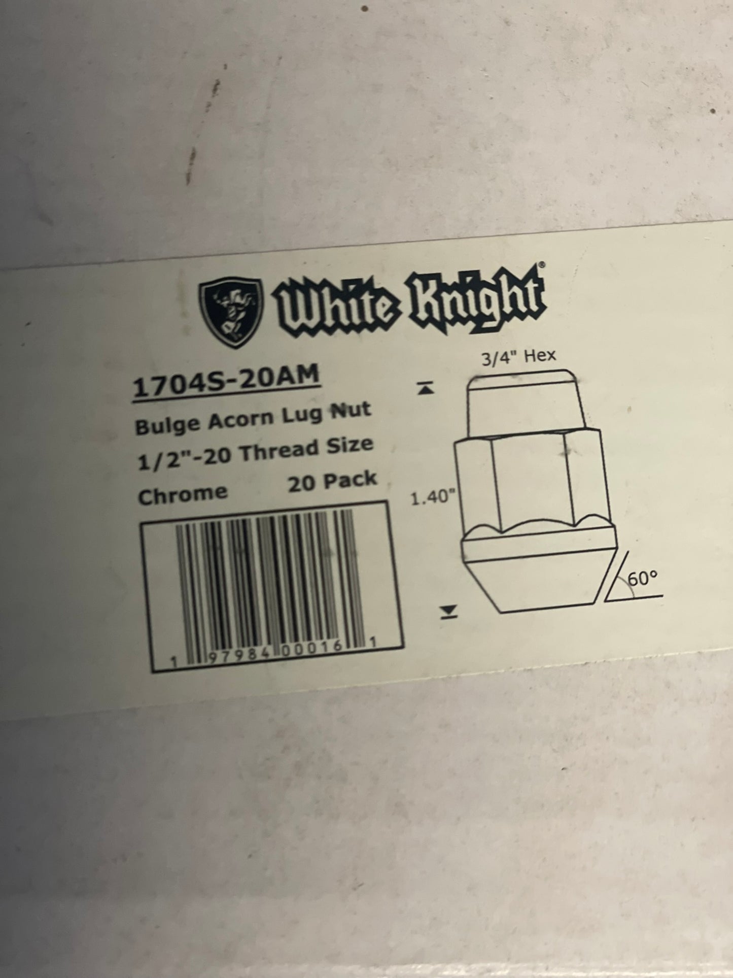Set of 20 1/2 x 20 acorn lug nuts