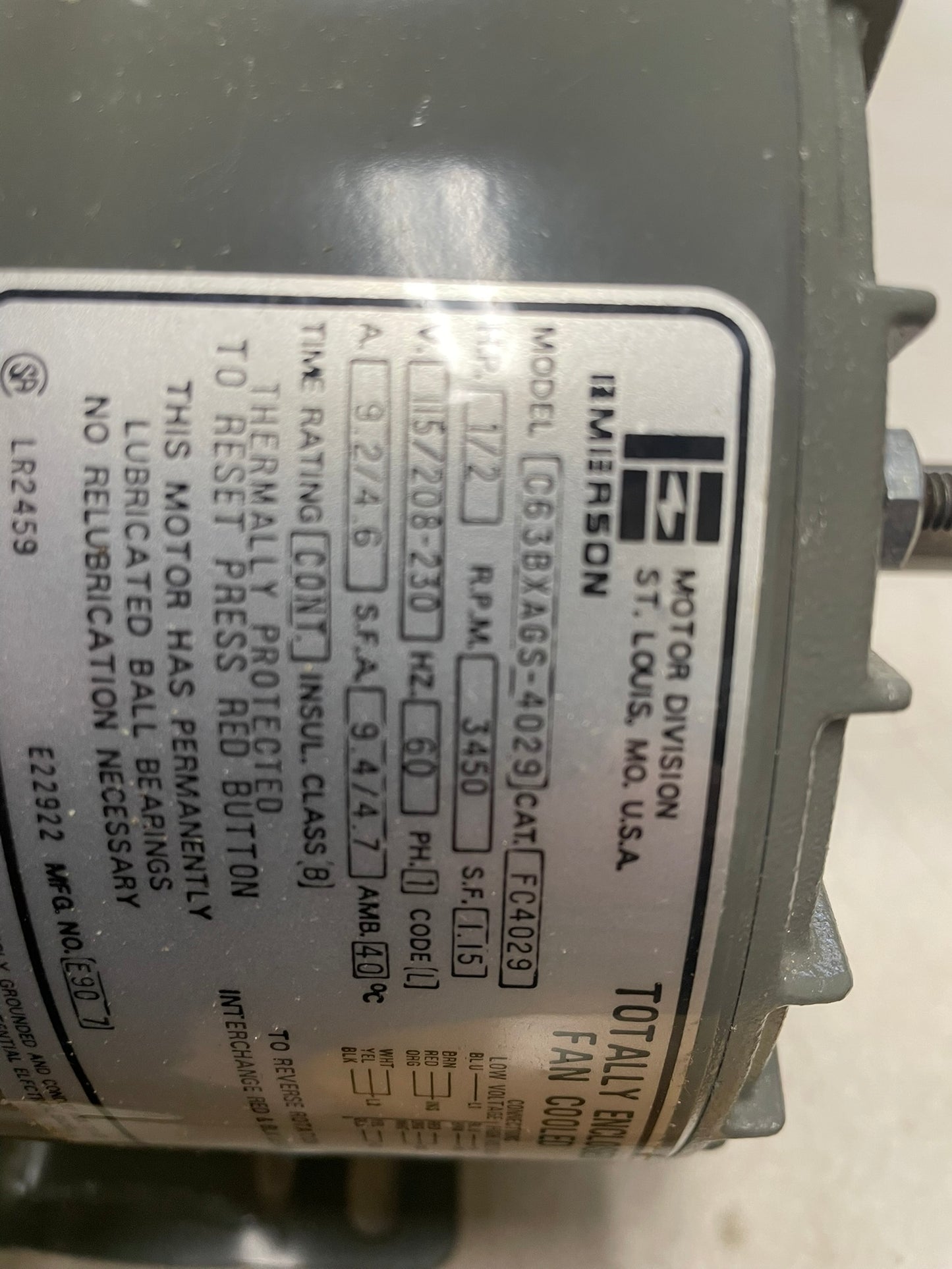 Emerson 4K064 FC4029 1/2 HP Motor