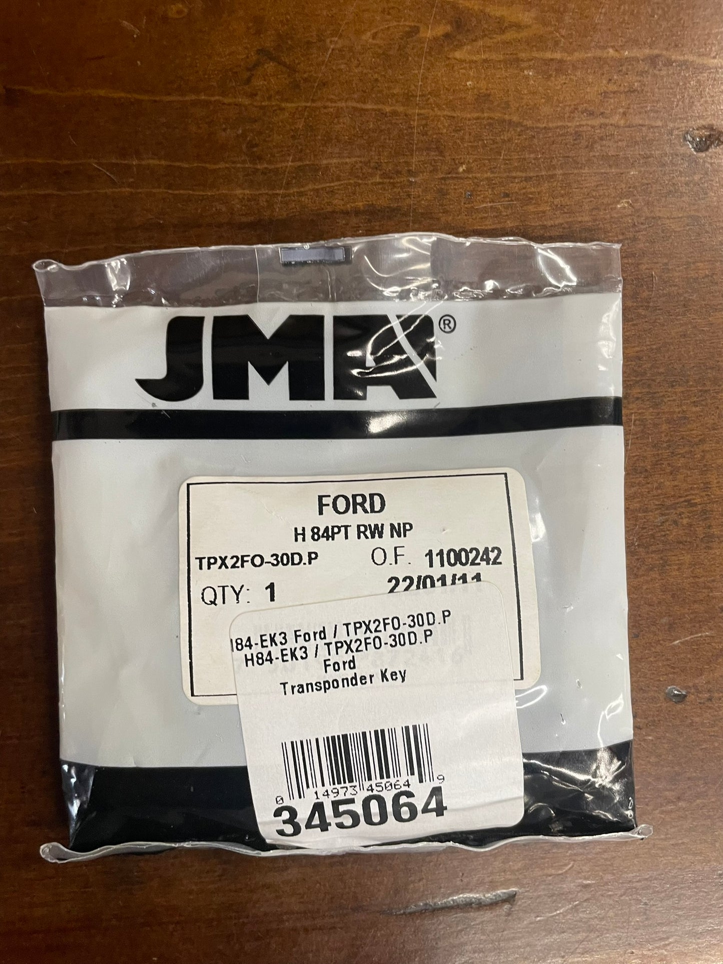 H 84PT RW NP Ford Transponder Key