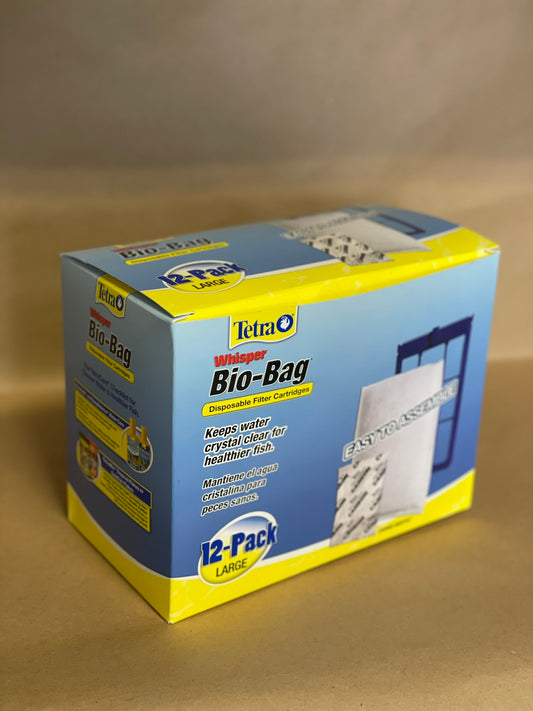 TETRA WHISPER BIO-BAG DISPOSABLE FILTER CARTRIDGES UNASSEMBLED LARGE 12 PACK