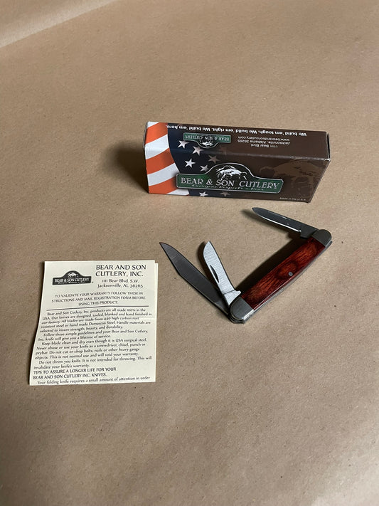 Bear & Son 218R Medium Stockman Folding Pocket Knife with Rosewood Handle
