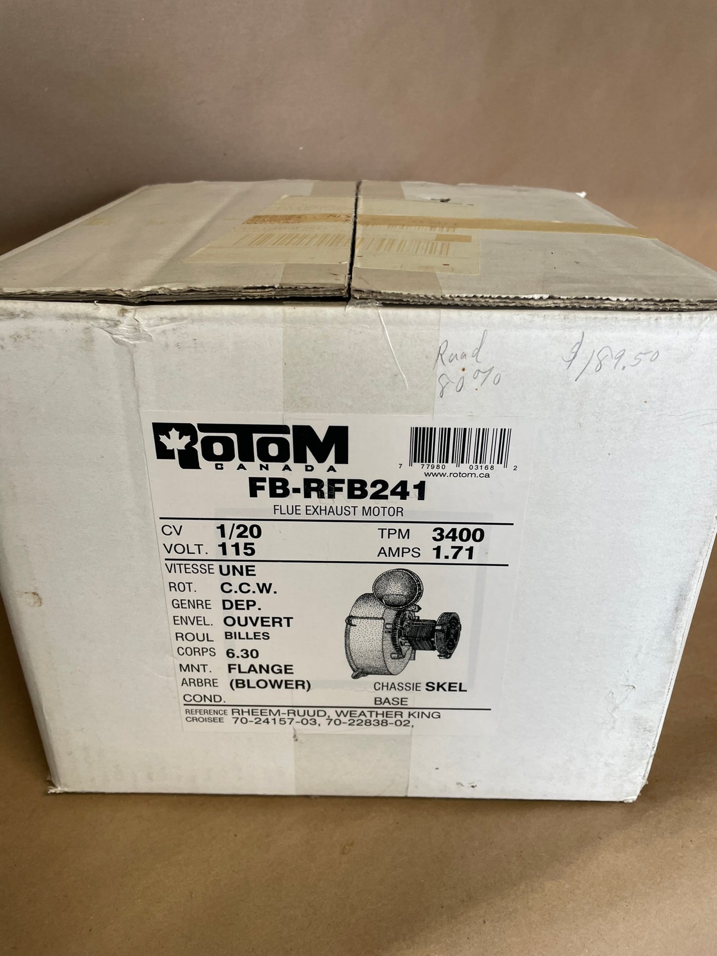 FB-RFB241 Flue Exhaust Motor