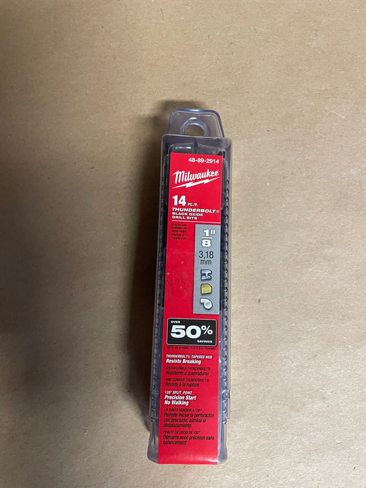 Milwaukee Thunderbolt Black Oxide 1/8 Drill Bit 48-89-2914 14ct (6 Packages)