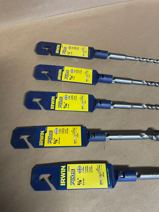5 Irwin Speed Plus Hammer Bits 1/4 5/16 (2) 5/8 3/8