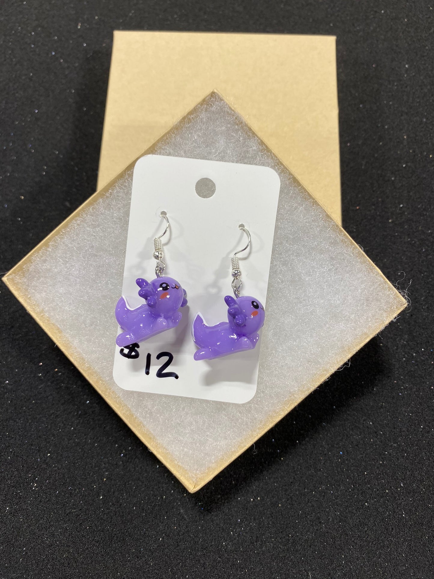 Goose's Handmade Purple Axolotl Earrings