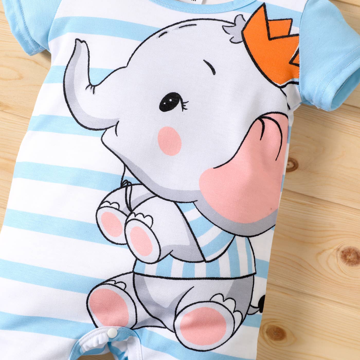 +Baby Boy/Girl Elephant Striped/Dots Naia™ Jumpsuit: Light Blue / 9-12 Months