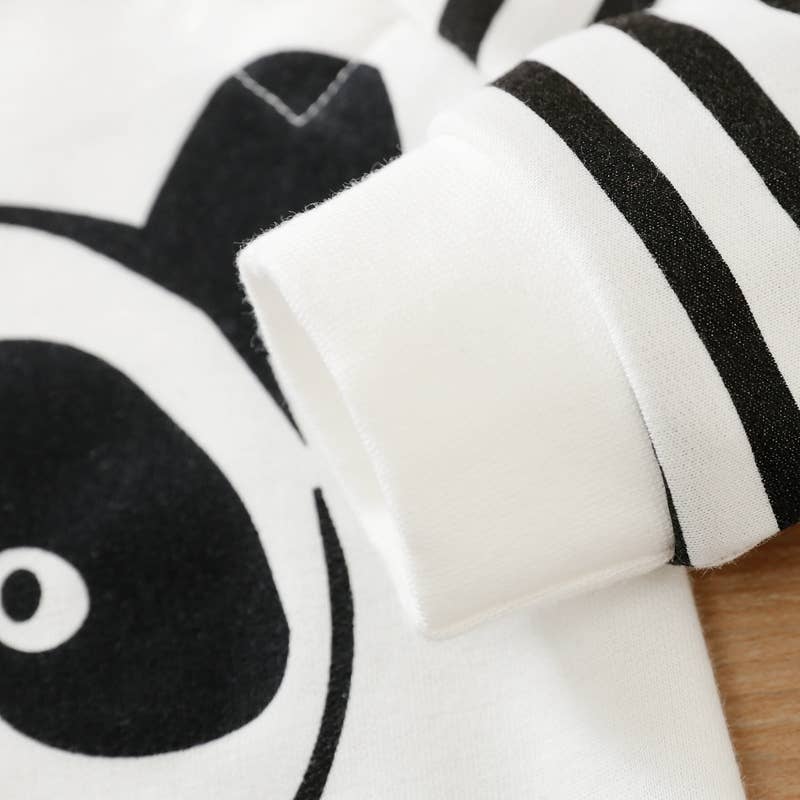 +Baby Panda Striped Jumpsuit: White / 0-3 Months