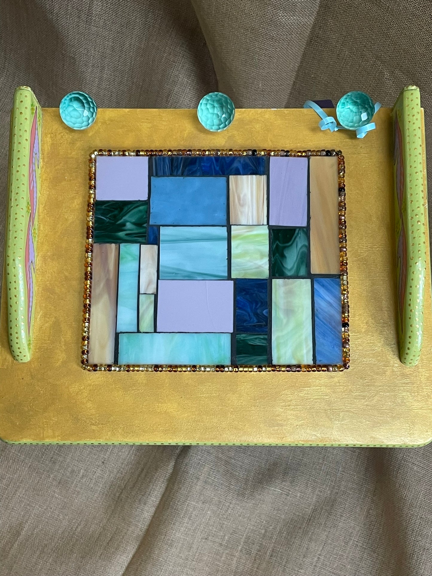 Table with Geometric Glass Designs