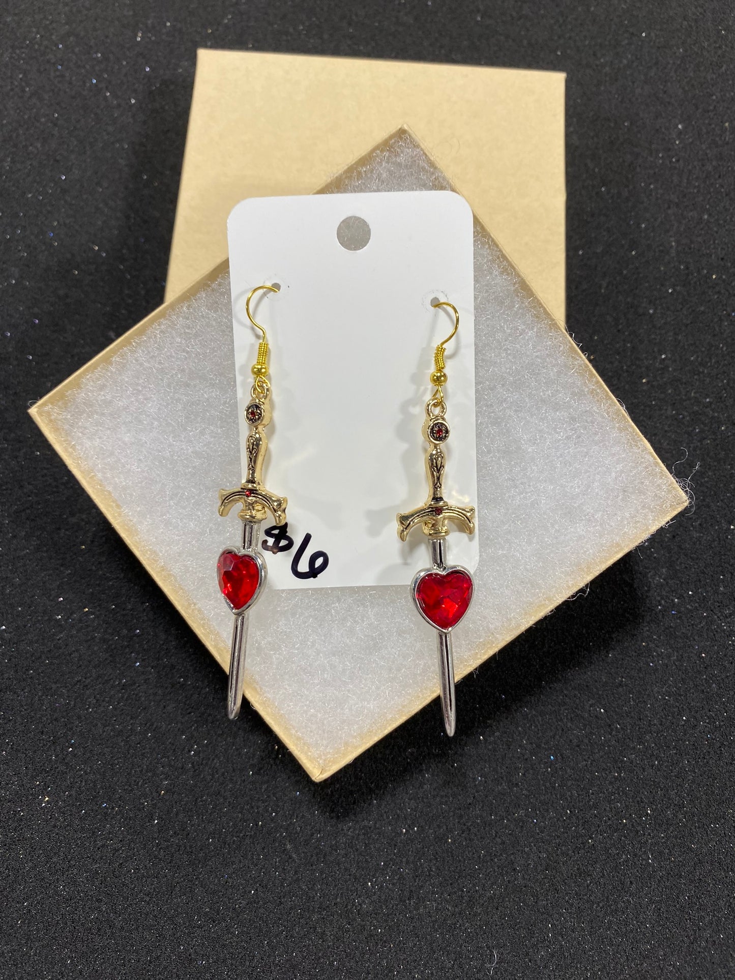 Goose's Handmade Heart Sword Earrings