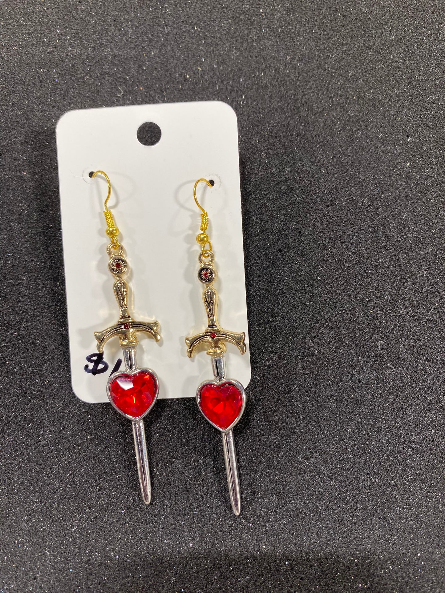 Goose's Handmade Heart Sword Earrings