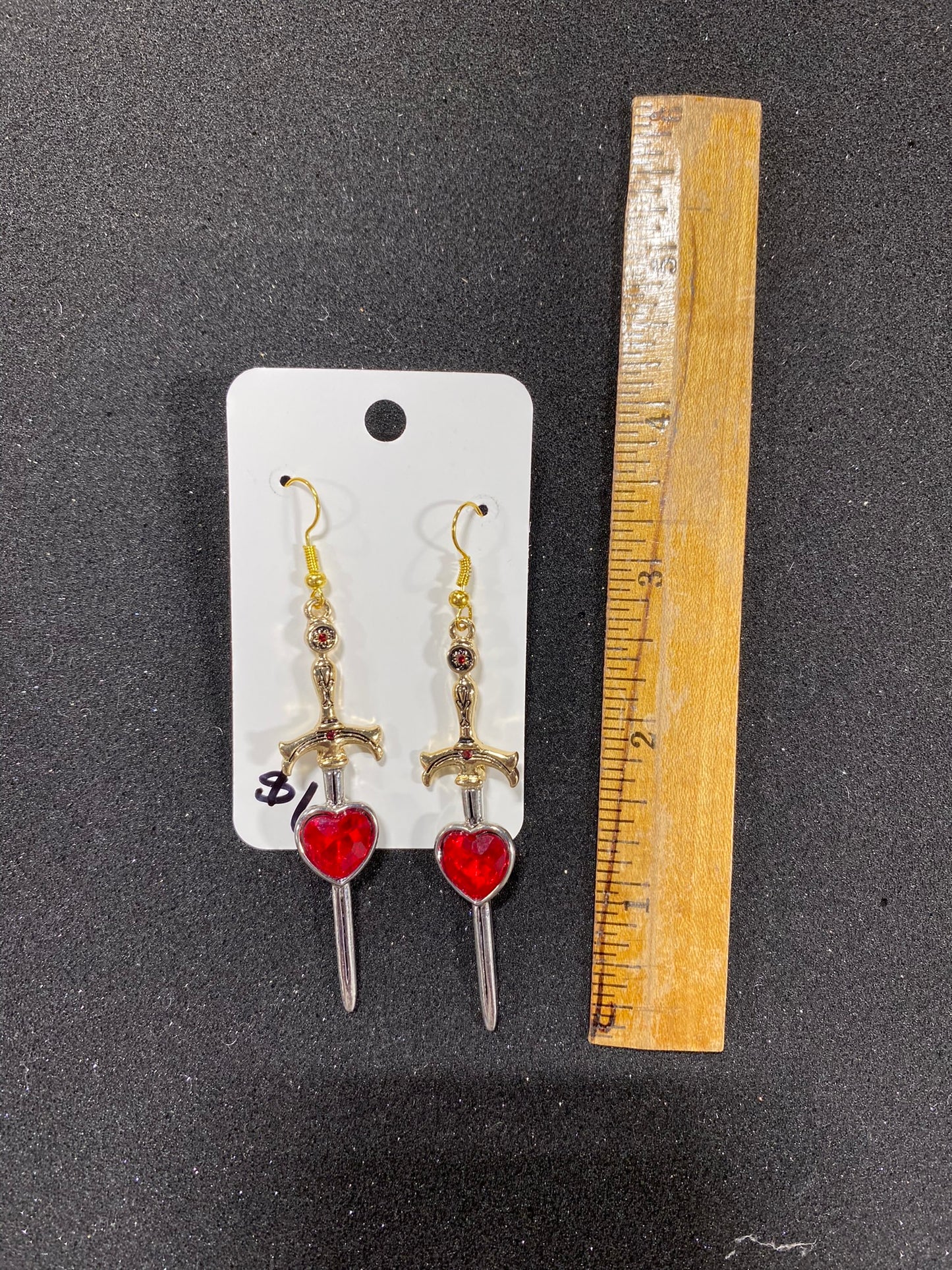 Goose's Handmade Heart Sword Earrings